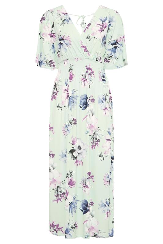YOURS LONDON Plus Size Mint Green Floral Shirred Waist Maxi Dress | Yours Clothing 7