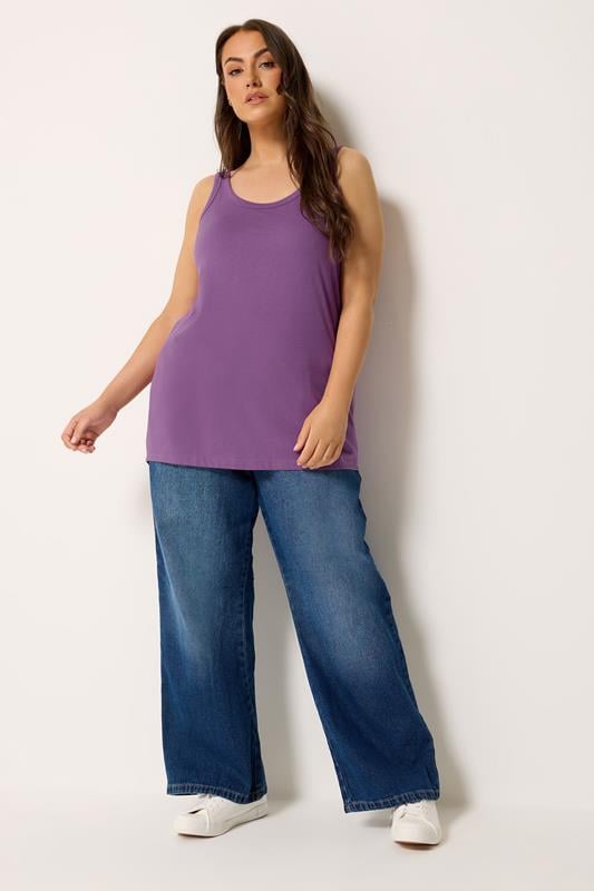 YOURS Plus Size Purple Core Vest Top | Yours Clothing 1