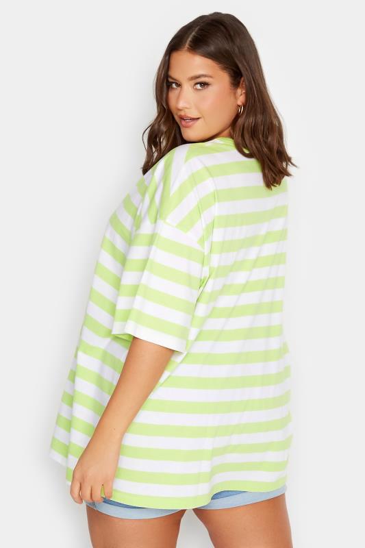 YOURS Plus Size Curve Lime Green Stripe Oversized Boxy T-Shirt | Yours Clothing  3