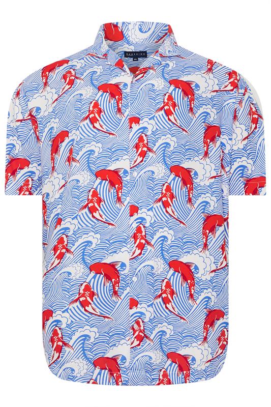 BadRhino Big & Tall Blue Koi Fish Print Shirt | BadRhino 6