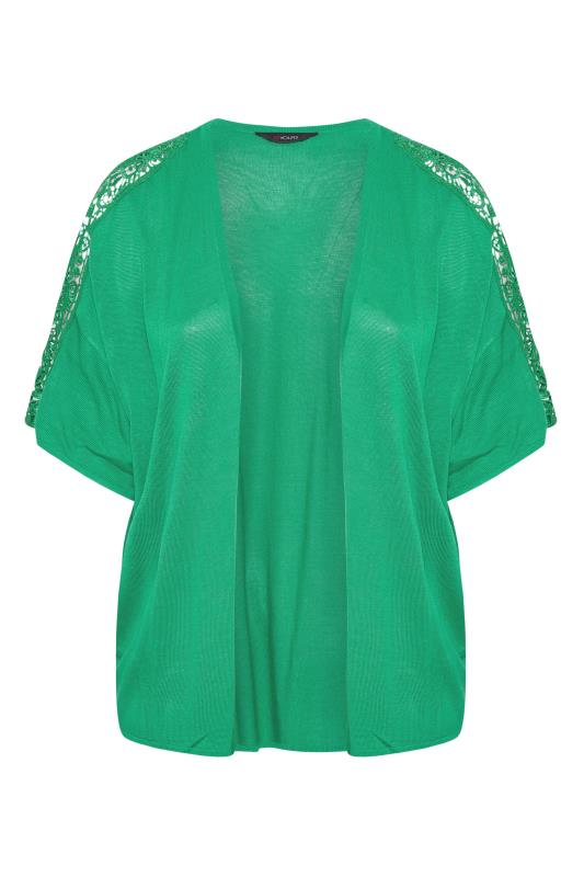 Plus Size Green Lace Sleeve Kimono Cardigan | Yours Clothing  6