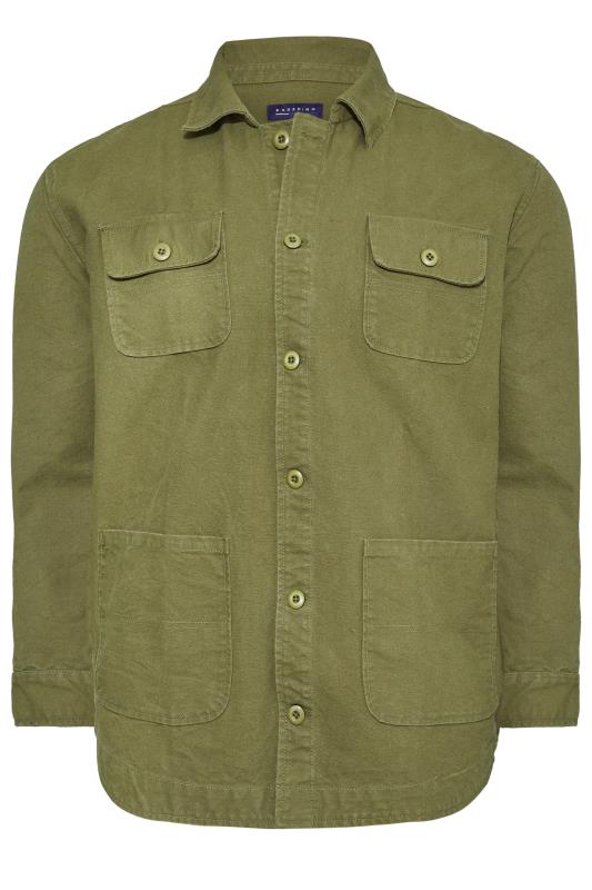 BadRhino Big & Tall Khaki Green Twill Overshirt Jacket | BadRhino 2