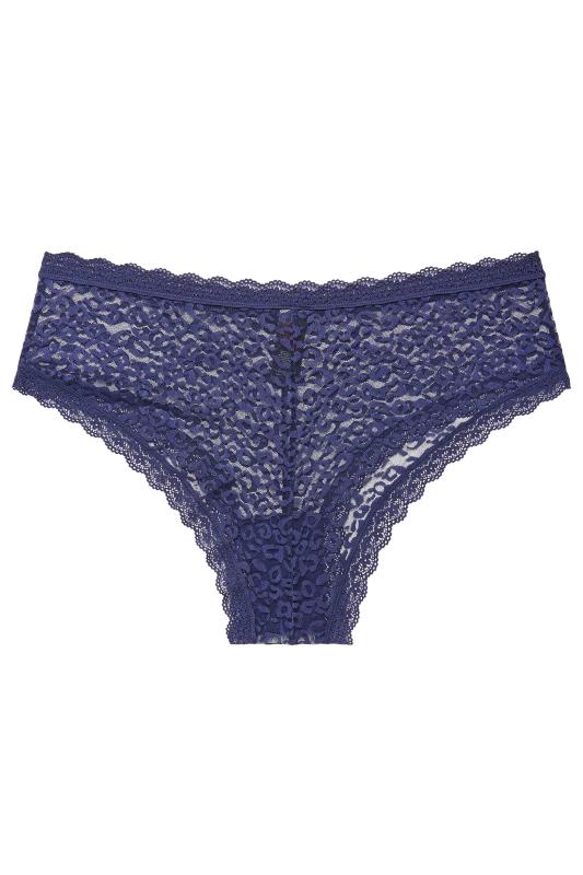YOURS Plus Size 3 PACK Navy Blue & Pink Leopard Print Brazilian Briefs | Yours Clothing 9