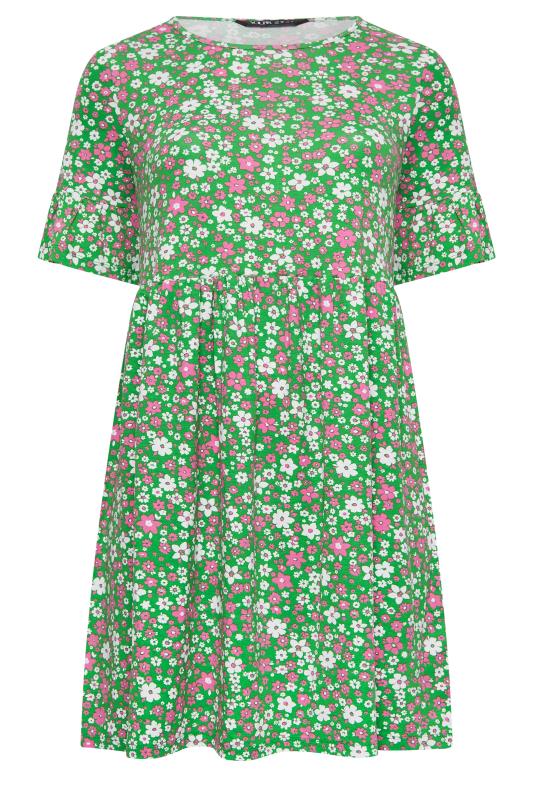 YOURS Curve Plus Size Green Floral Tunic Dress | Yours Clothing  6