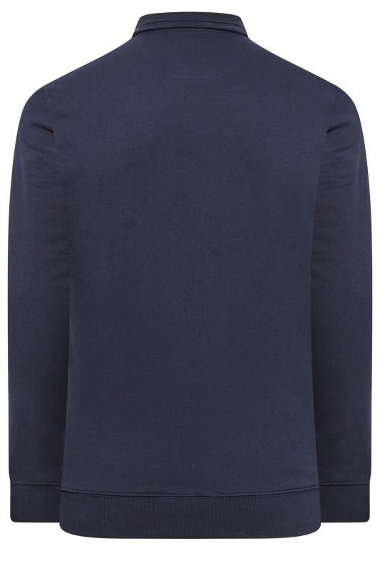 FARAH Big & Tall Navy Blue Quarter Zip Sweatshirt | BadRhino 1