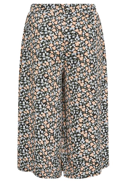 YOURS Plus Size Black Ditsy Floral Midaxi Culottes | Yours Clothing 6