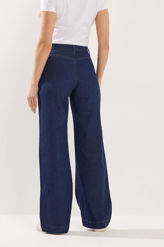 LTS Tall Women's Women's Indigo Blue Pocket Wide Leg Cotton Jeans | Long Tall Sally 2