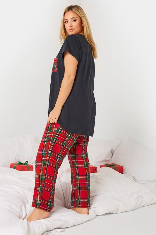 LIMITED COLLECTION Plus Size Navy Blue Tartan Check Pocket Pyjama Top | Yours Clothing 3