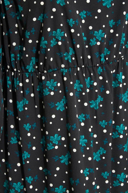 LIMITED COLLECTION Plus Size Black Floral Spot Tiered Smock Midaxi Dress | Yours Clothing 5