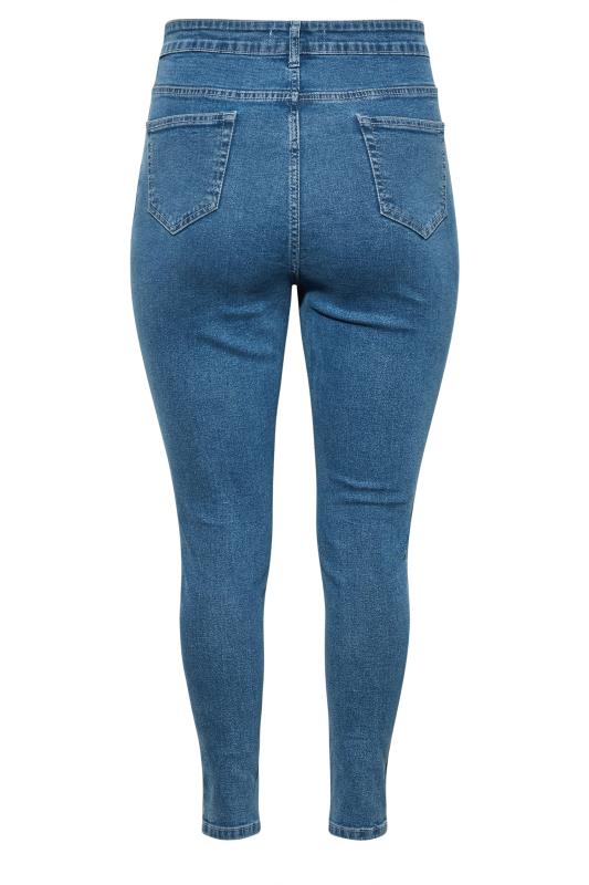 Curve Mid Blue Contrast Side Ripped Skinny AVA Jeans 6