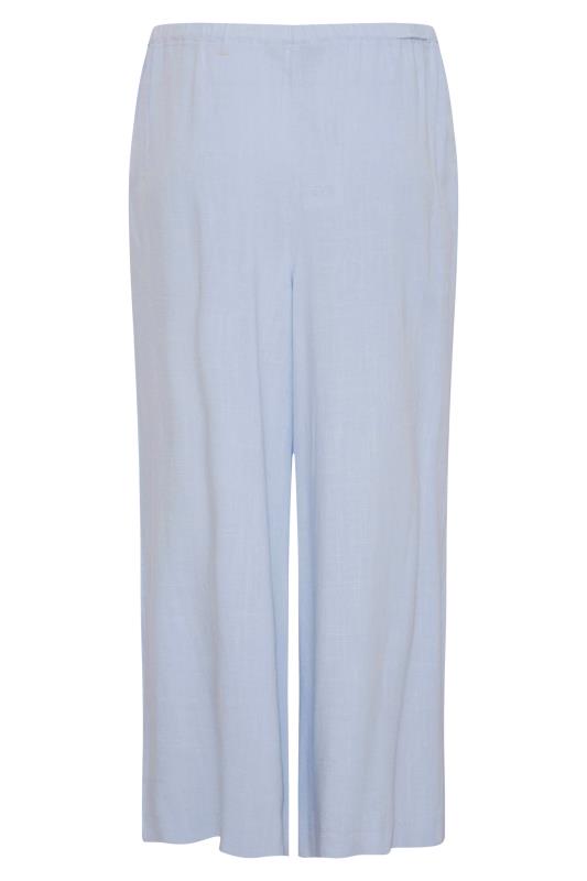 LTS Tall Light Blue Linen Blend Cropped Trousers 5