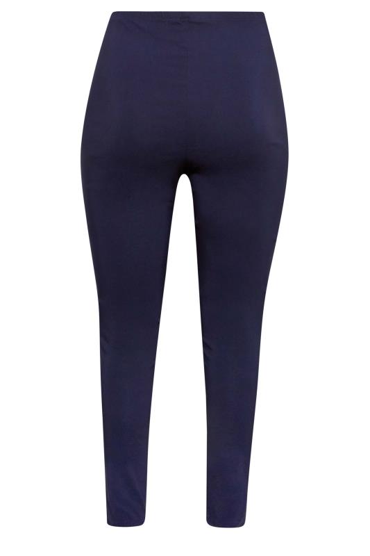 Curve Plus Size Navy Blue Bengaline Pull On Stretch Trousers - Petite | Yours Clothing 5