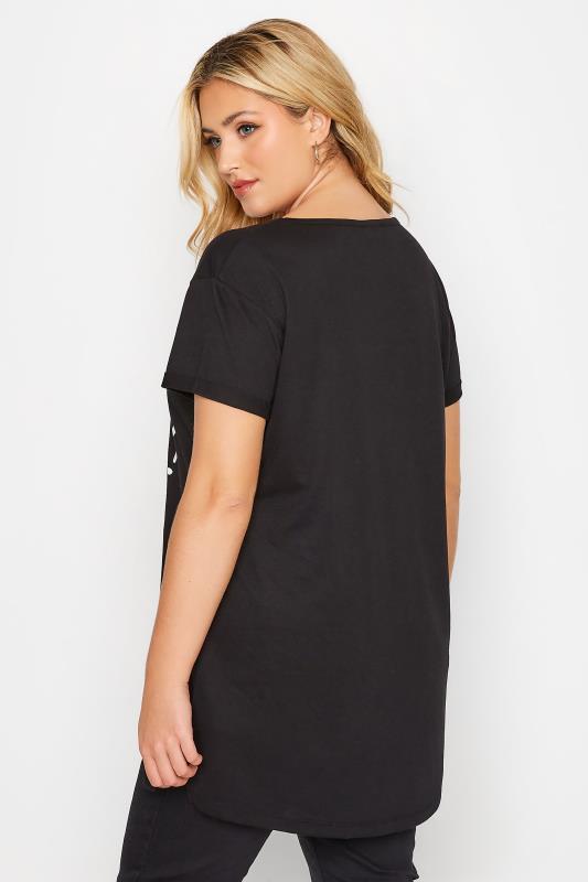Plus Size Black 'Bah Humbug!' Glitter Slogan Christmas T-Shirt | Yours Clothing 3
