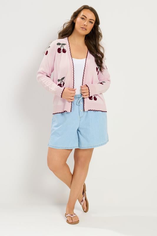 YOURS Plus Size Pink Scallop Cherry Cardigan 1