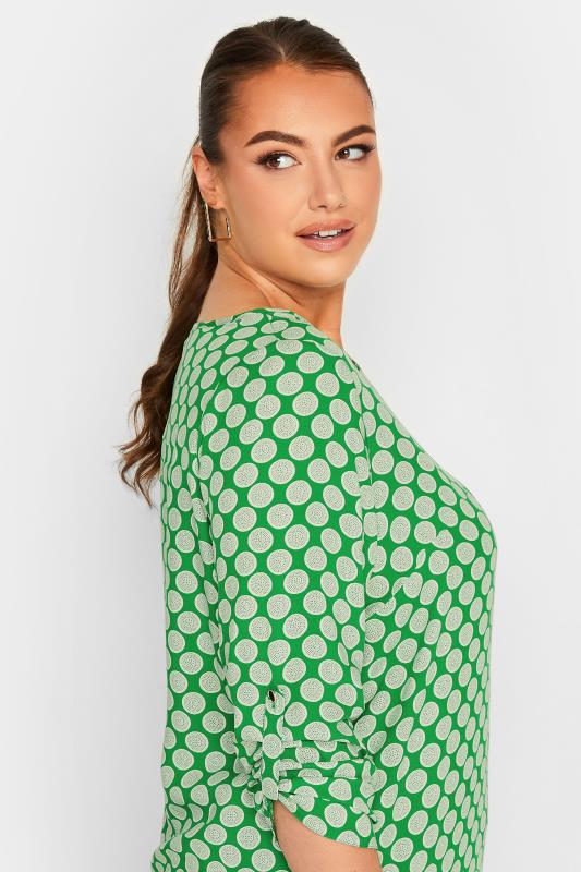 YOURS Plus Size Green Abstract Spot Print Blouse | Yours Clothing  4