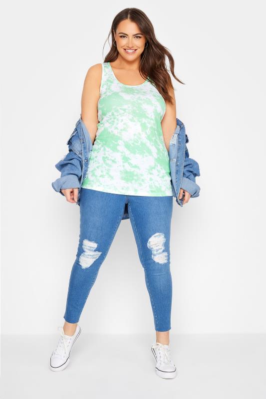 Plus Size Green Tie Dye Vest Top | Yours Clothing  2