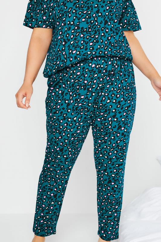 Plus Size Teal Blue Animal Print Pyjama Bottoms 3