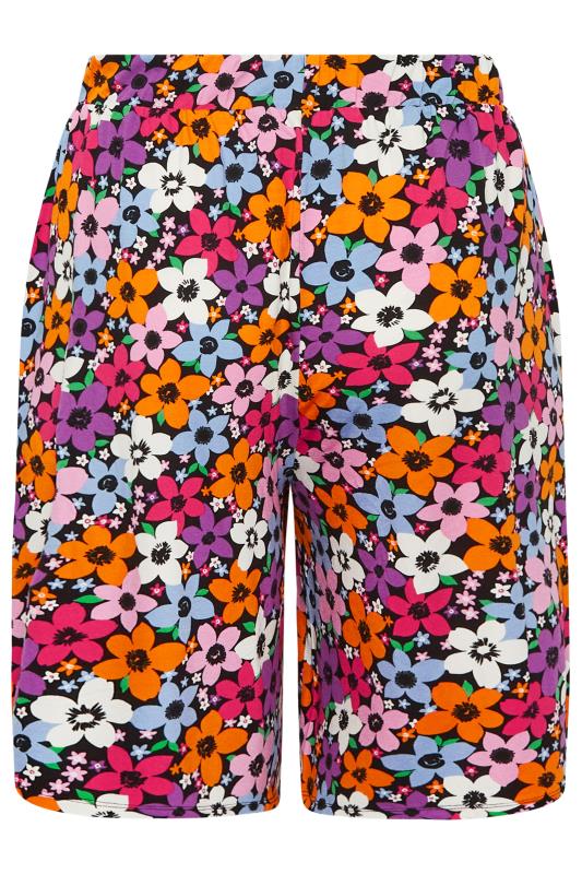 YOURS Curve Plus Size Black Floral Woven Shorts | Yours Clothing  6