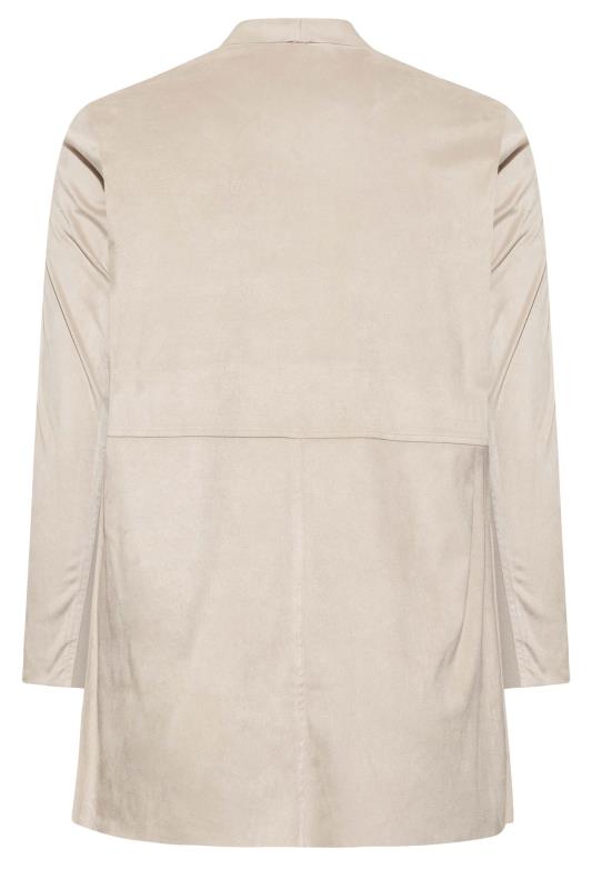YOURS Plus Size Cream Faux Suede Waterfall Jacket | Yours Clothing 7