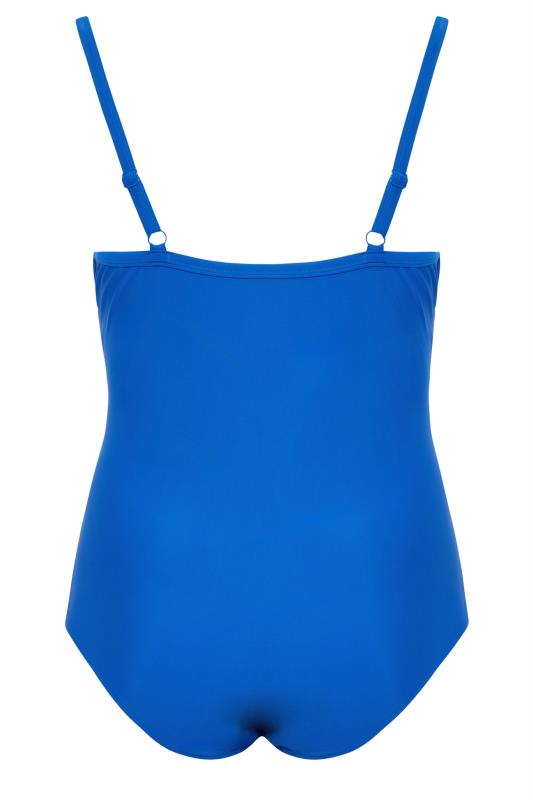YOURS Plus Size Blue Double Crossover Tummy Control Swimsuit | Yours Clothing 7