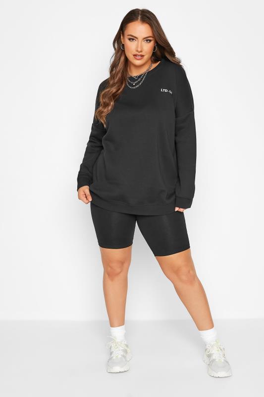 LIMITED COLLECTION Plus Size Black Soft Touch Logo Sweatshirt | Yours Clothing 2