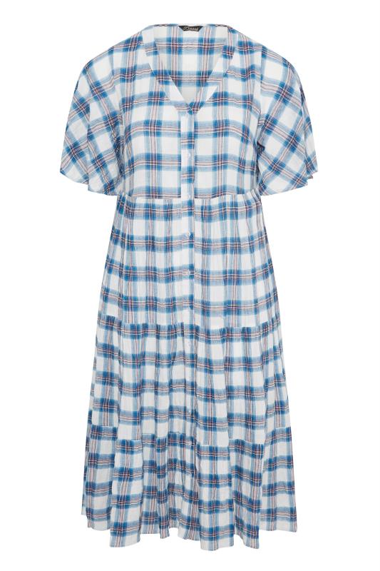 LIMITED COLLECTION Curve Blue Check Tiered Smock Dress 6