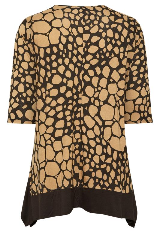 Curve Plus Size Womens Black & Beige Brown Animal Print Cut Out Top | Yours Clothing 7