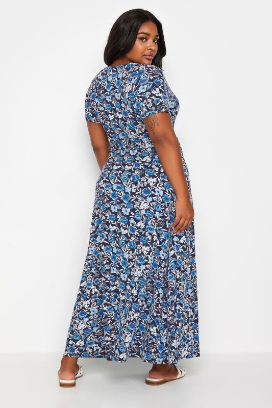 YOURS Plus Size Navy Blue Floral Print Wrap Maxi Dress | Yours Clothing 3