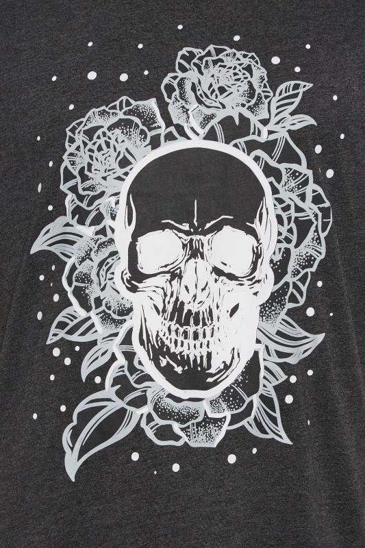 KAM Big & Tall Grey Skull Rose T-Shirt | BadRhino 2