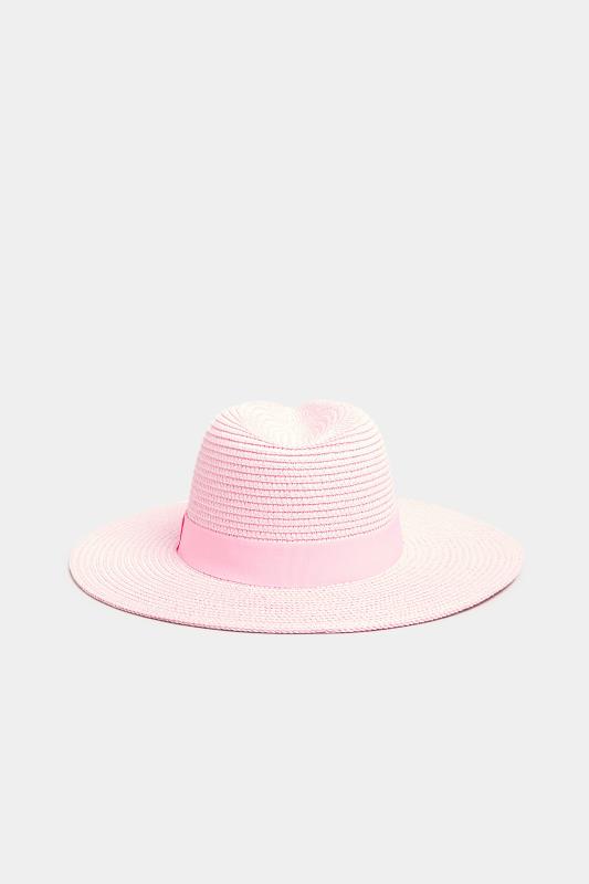 Plus Size  Pastel Pink Straw Fedora Hat