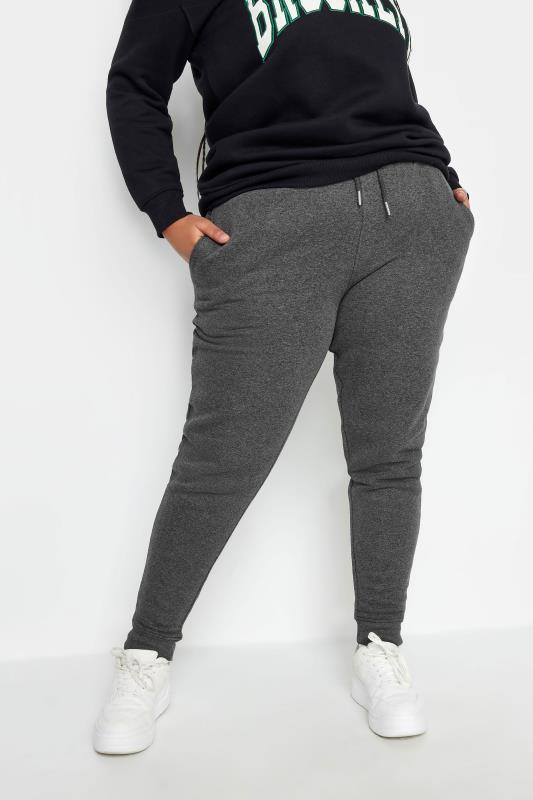 Plus Size  YOURS Curve Charcoal Grey Cuffed Stretch Joggers