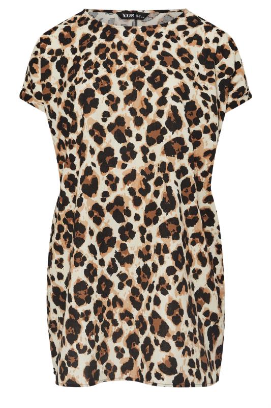 YOURS Plus Size Natural Brown Leopard Print Tunic Dress | Yours Clothing 5