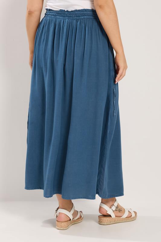 YOURS Plus Size Blue Chambray Midi Skirt | Yours Clothing 2