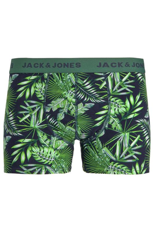 JACK & JONES Big & Tall 5 PACK Black & Green Palm Print Logo Boxers | BadRhino 3
