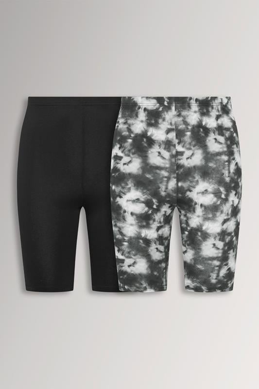  YOURSET 2 PACK Curve Black Tie Dye Cycling Shorts