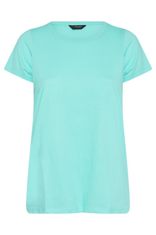 Curve Bright Aqua Blue Short Sleeve Basic T-Shirt 5