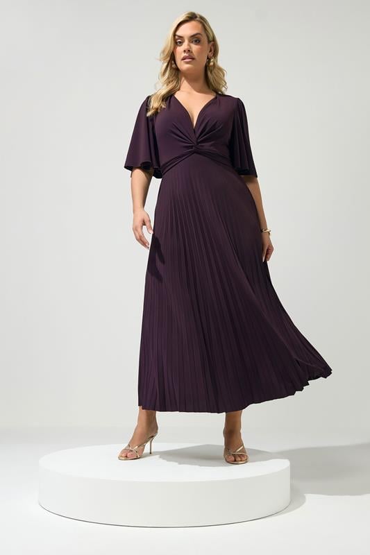 dark purple bridesmaid dresses plus size Ever-Pretty Plus Size Chiffon Ruffle Sleeve Empire Waist Summer Formal Wedding Guest Dress with Asymmetrical Hemline main image 0