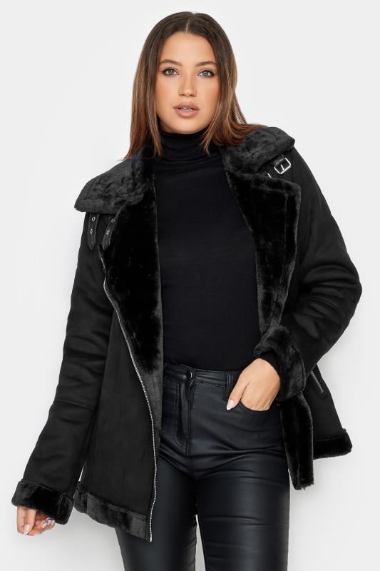 LTS Tall Black Aviator Jacket | Long Tall Sally 1