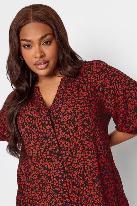 YOURS Curve Red Animal Print Notch Neck Blouse | Yours Clothing 4