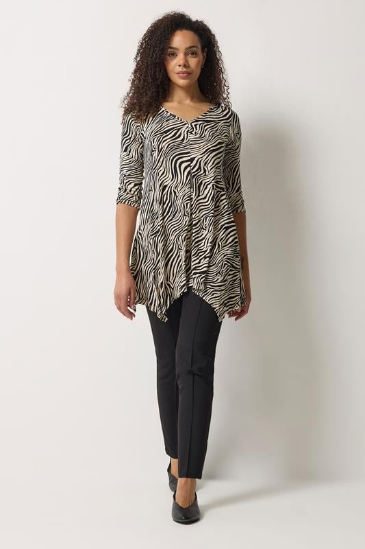 M&Co Black Zebra Print Hanky Hem Top | M&Co 1