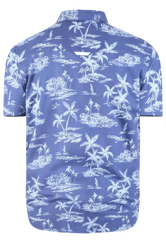 D555 Big & Tall Blue Hawaiian Print Shirt 3