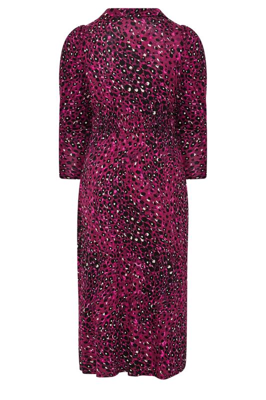 YOURS LONDON Plus Size Pink Animal Print Shirred Waist Dress | Yours Clothing 7