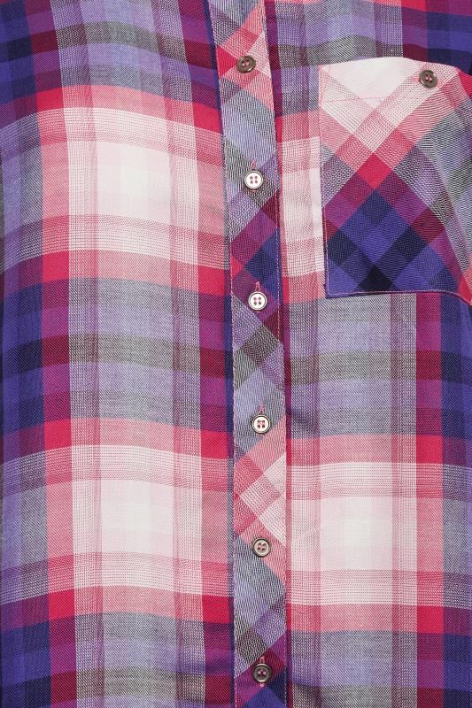 YOURS Plus Size Curve Purple Check Boyfriend Shirt | Yours Clothing  5
