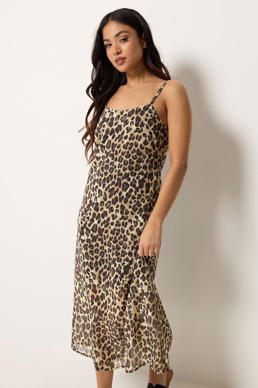  PixieGirl Petite Natural Brown Leopard Midi Dress
