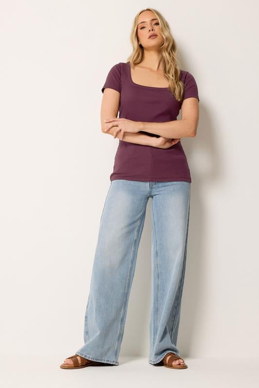 LTS Tall 2 PACK Burgundy Red & White Ribbed T-Shirts | Long Tall Sally 2