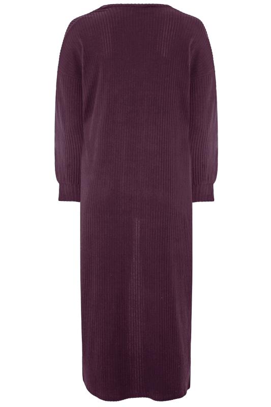 LIMITED COLLECTION Curve Plum Purple Ribbed Maxi Cardigan 6