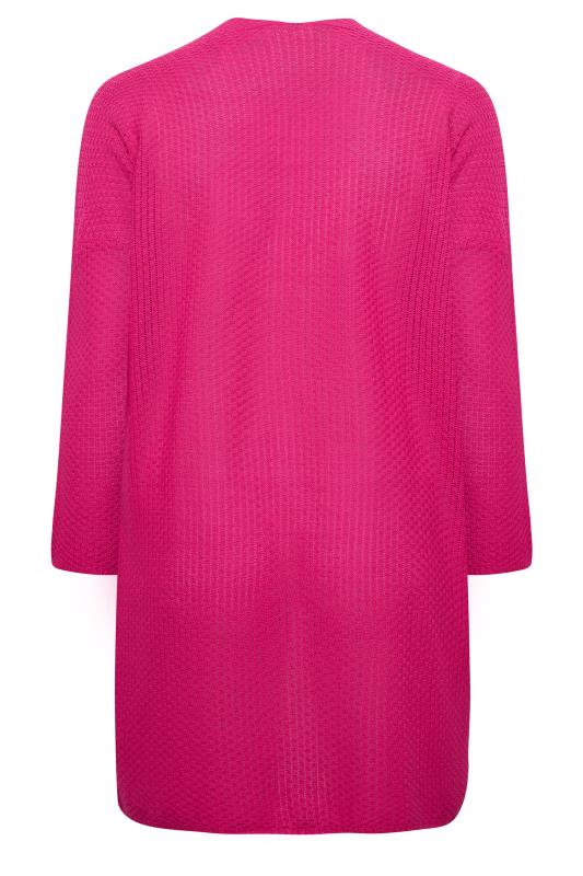 YOURS Plus Size Bright Pink Knitted Long Sleeve Cardigan | Yours Clothing 7