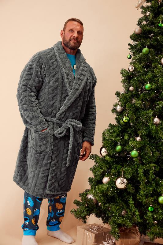  Grande Taille BadRhino Big & Tall Grey Cable Dressing Gown