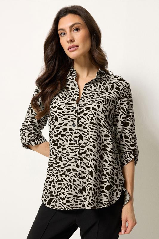 M&Co White & Black Abstract Tab Sleeve Shirt  1
