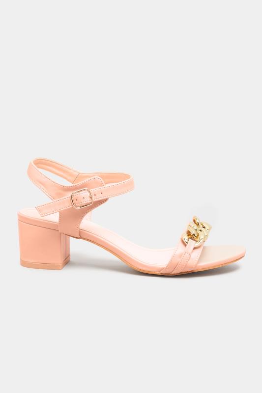 LIMITED COLLECTION Pink Chain Block Heel Sandal In Wide E Fit 3